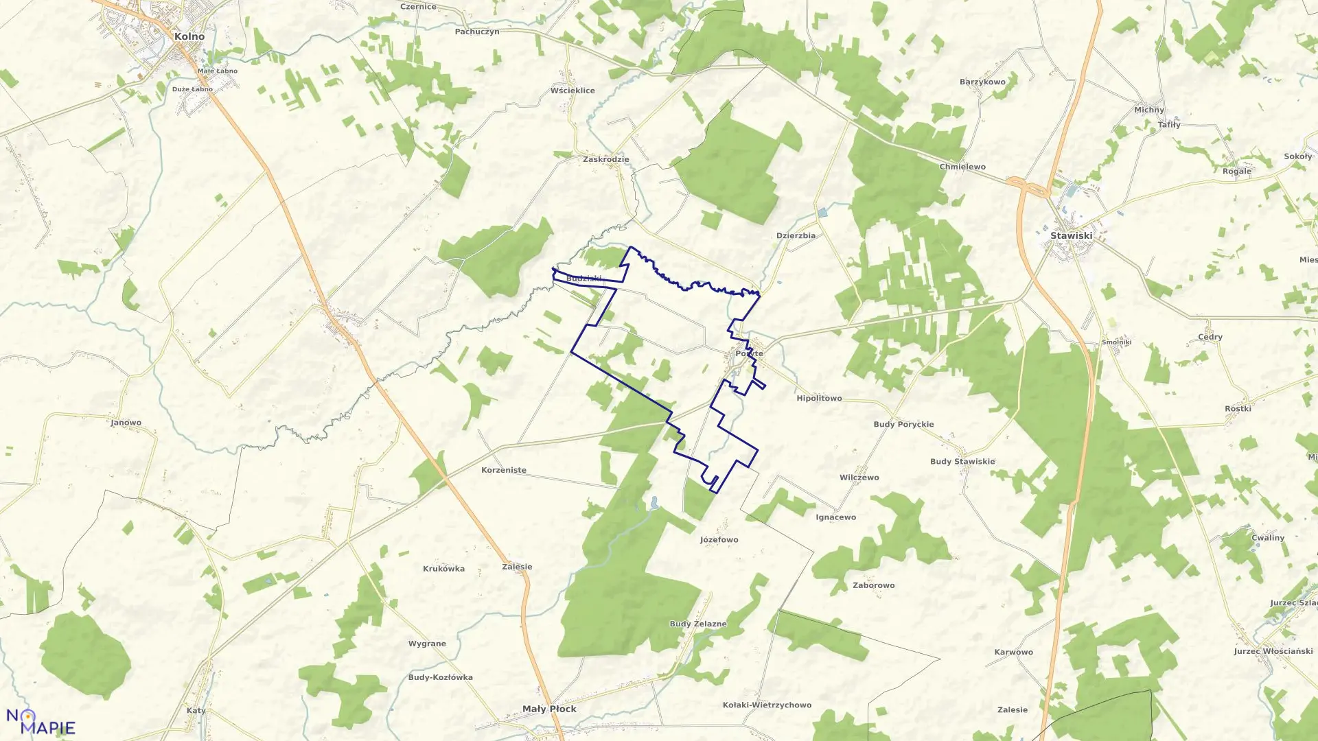 Mapa obrębu Poryte 200605_5.0022 w gminie Stawiski